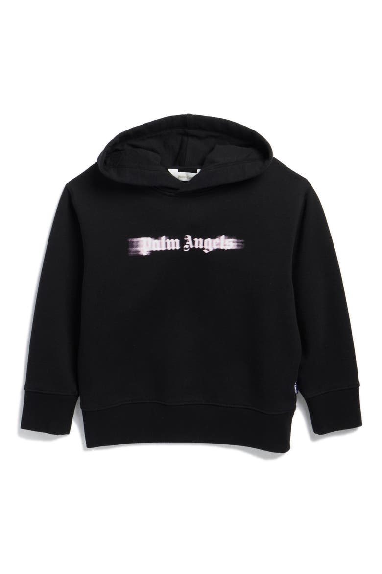 Kids' Blurred Logo Hoodie, Main, color, BLACK - ROSE PINK