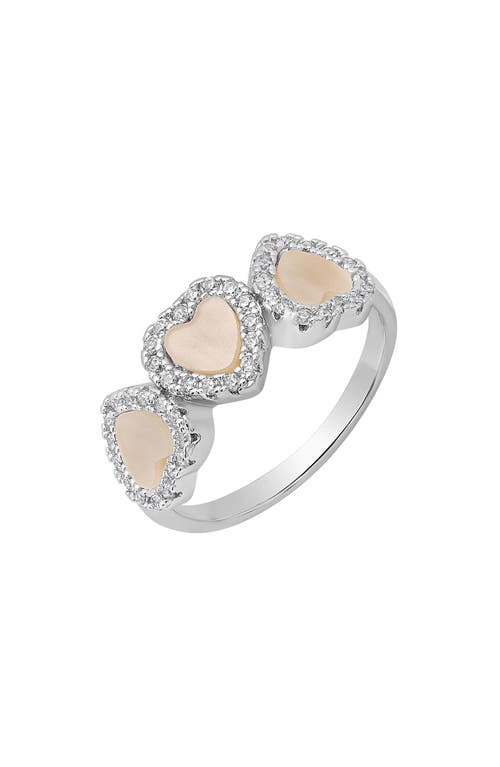 Hmy Jewelry Mother-of-pearl & Simulated Diamond Ring In Metallic