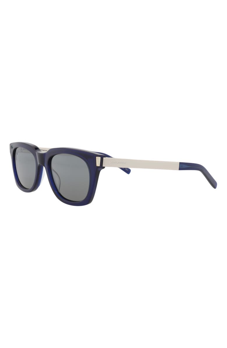 Saint Laurent 53mm Square Sunglasses, Alternate, color, Blue Silver