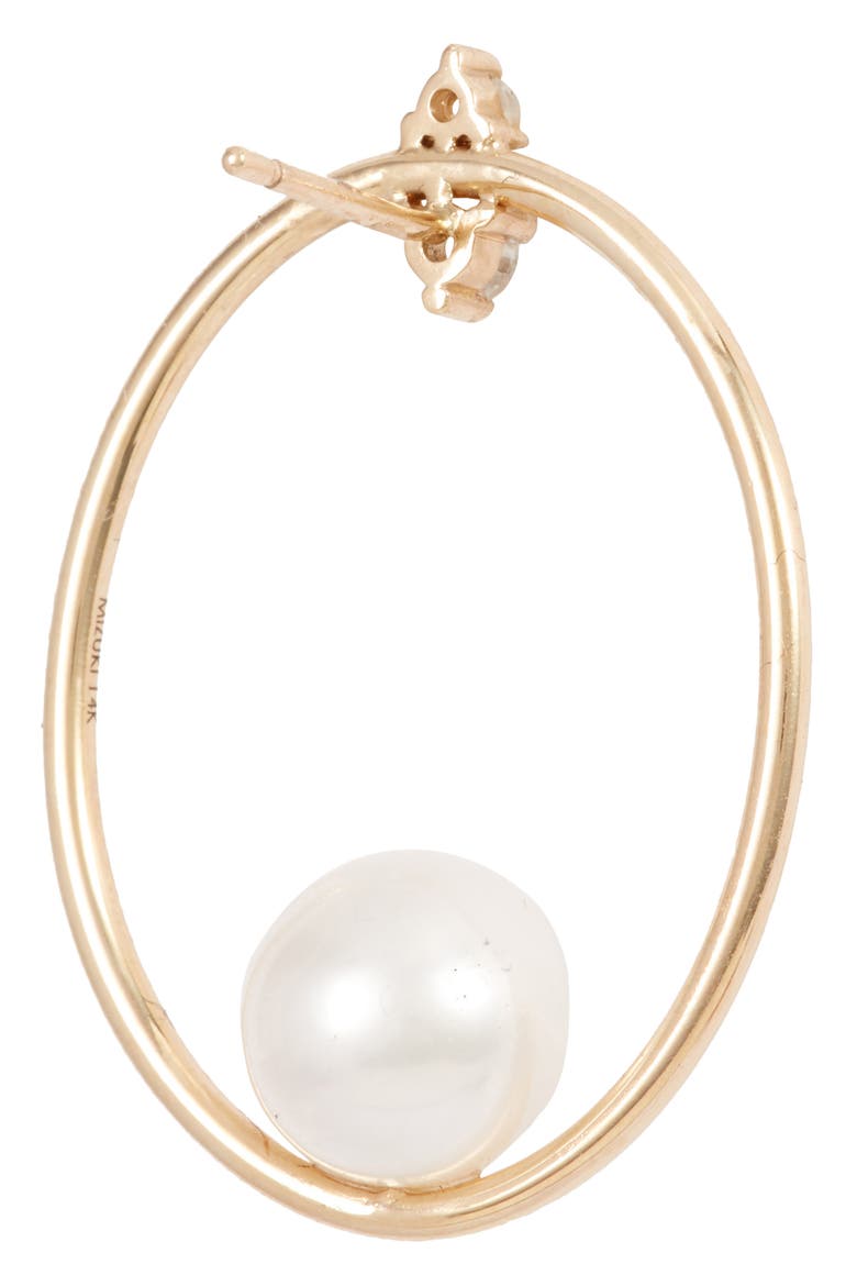 Small Oval Frontal Hoop Earrings, Alternate, color, YELLOW GOLD / DIAMOND