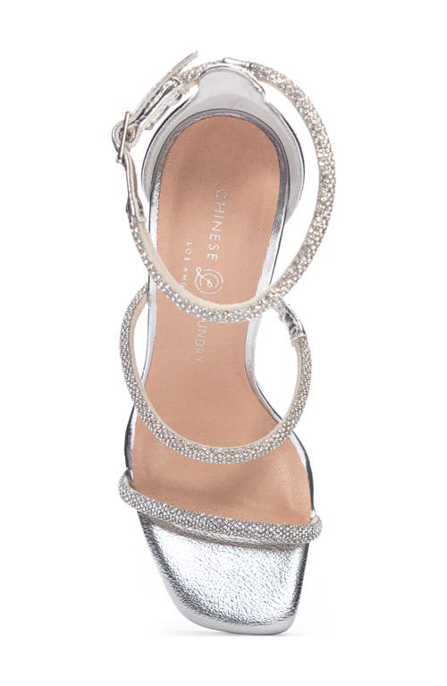 Chinese Laundry Janai Embellished Ankle Strap Sandal In Silver