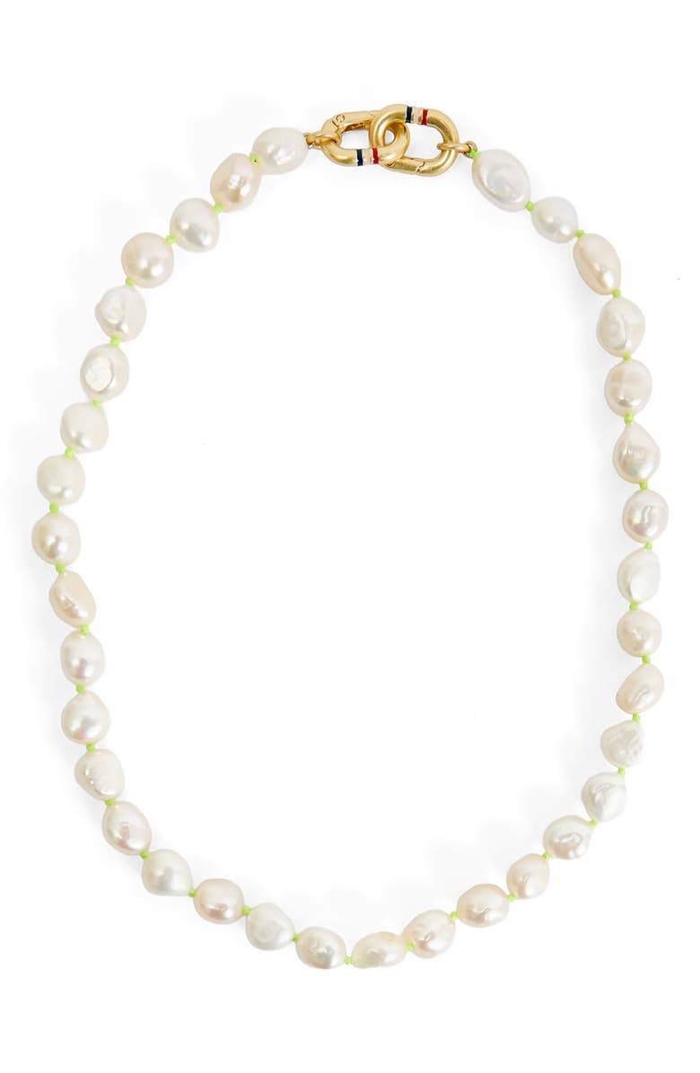 Clare V. Le Pearl Necklace, Main, color, Cream