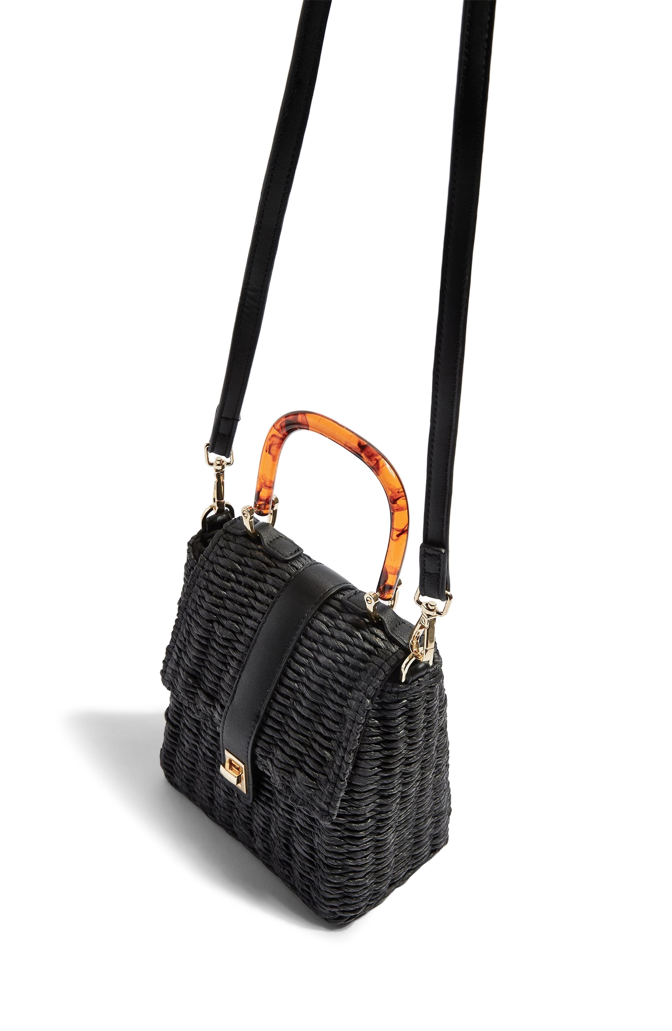 Topshop Skyla Top Handle Straw Grab Bag, Alternate, color, 