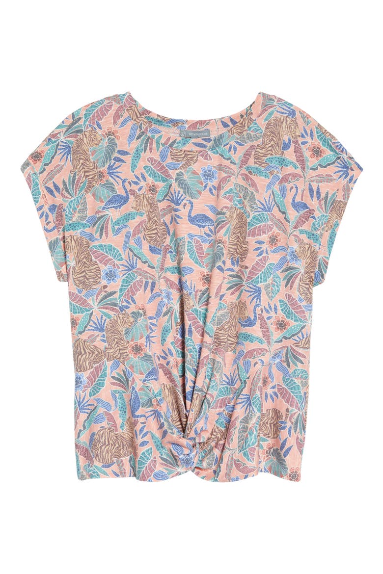 Floral Twist Hem Top (Nordstrom Exclusive), Alternate, color, DUSTY PAPAYA MULTI