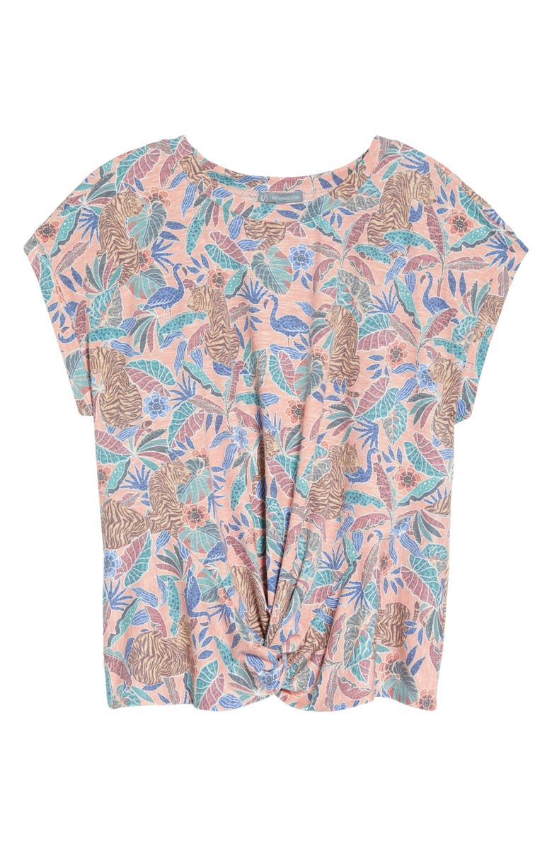 Wit & Wisdom Floral Twist Hem Top, Alternate, color, Dusty Papaya Multi