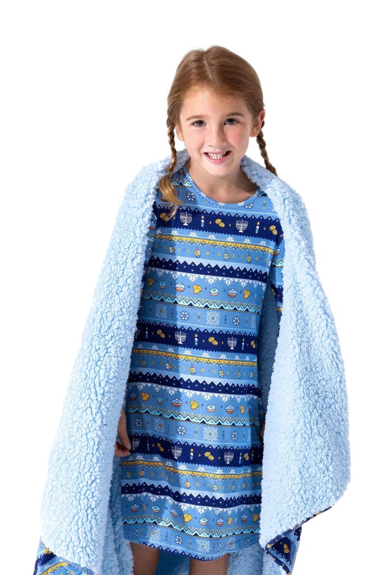Kids' Hanukkah Fair Isle Long Sleeve Dress, Alternate, color, Hanukkah Fair Isle