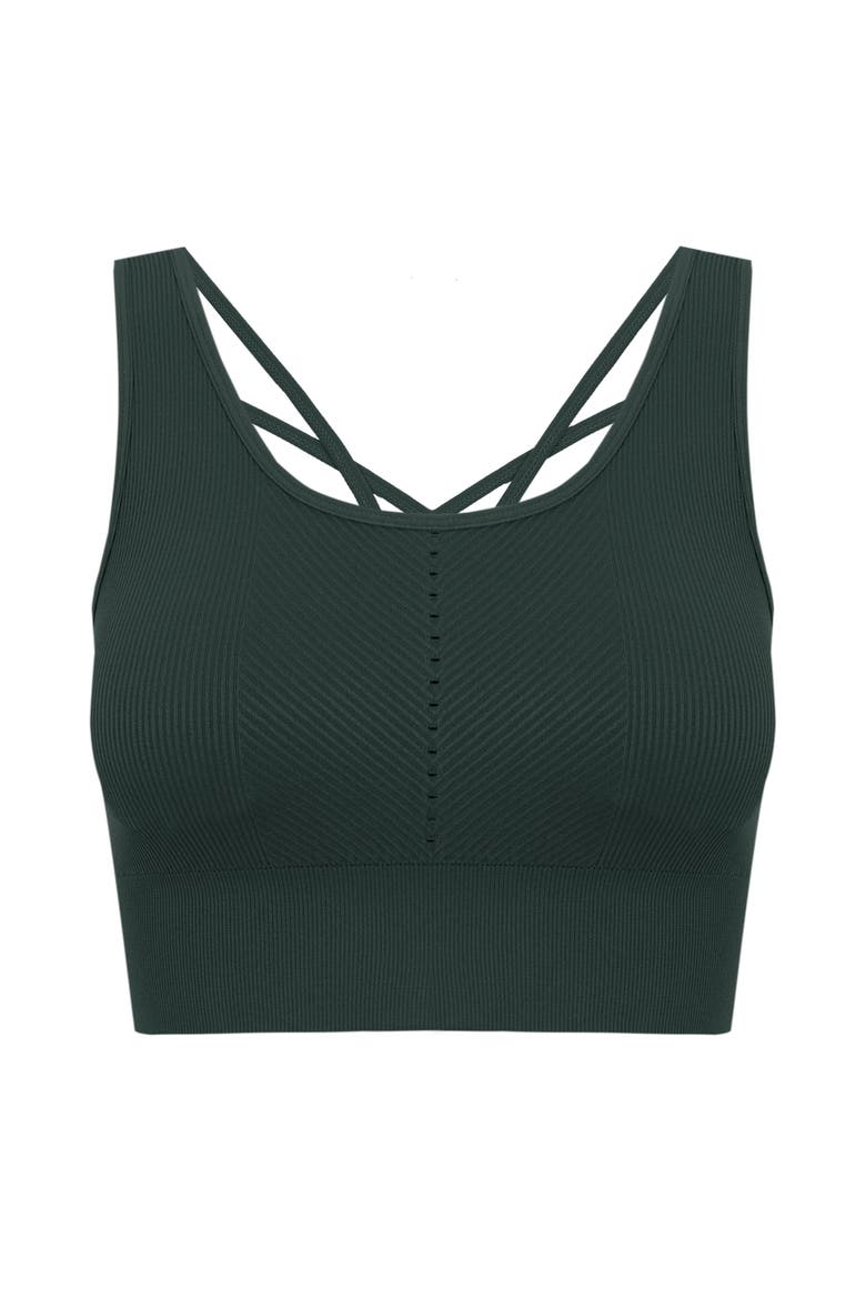 Naisha Medium Support Seamless Sport Top, Alternate, color, Moss