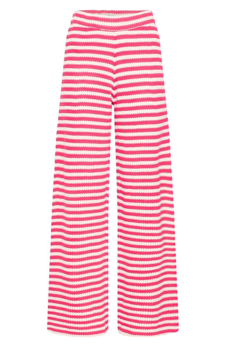 ICHI Wide Leg Knit Pants, Alternate, color, Azalea Birch Stripe