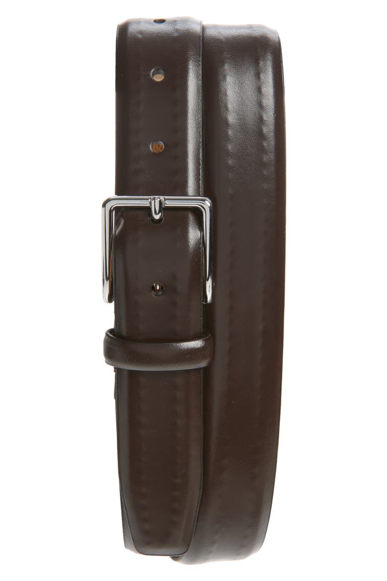 Hidden Stitch Leather Belt, Main, color, BROWN