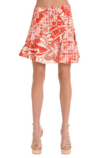 Ciebon Lili Miniskirt In Red Multi