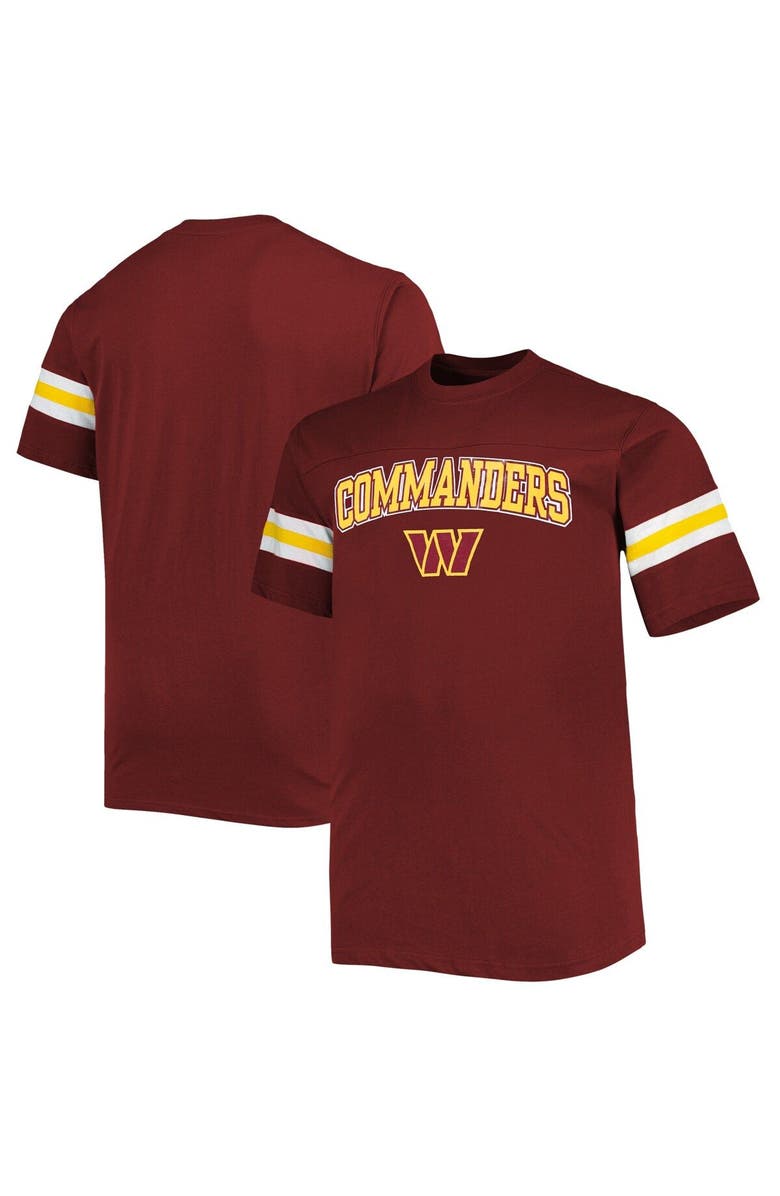 PROFILE Men's Burgundy Washington Commanders Big & Tall Arm Stripe T-Shirt, Main, color,