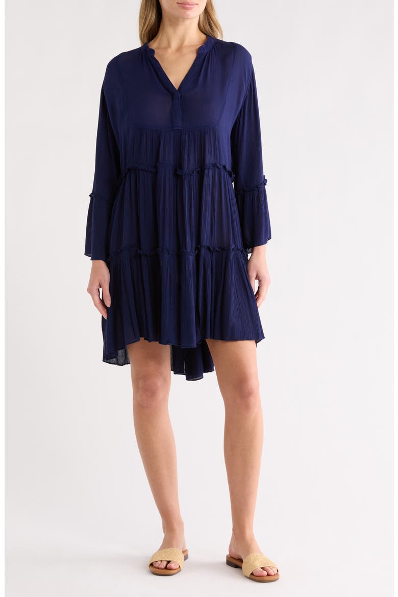A-Line Tiered Mini Dress, Main, color, NAVY