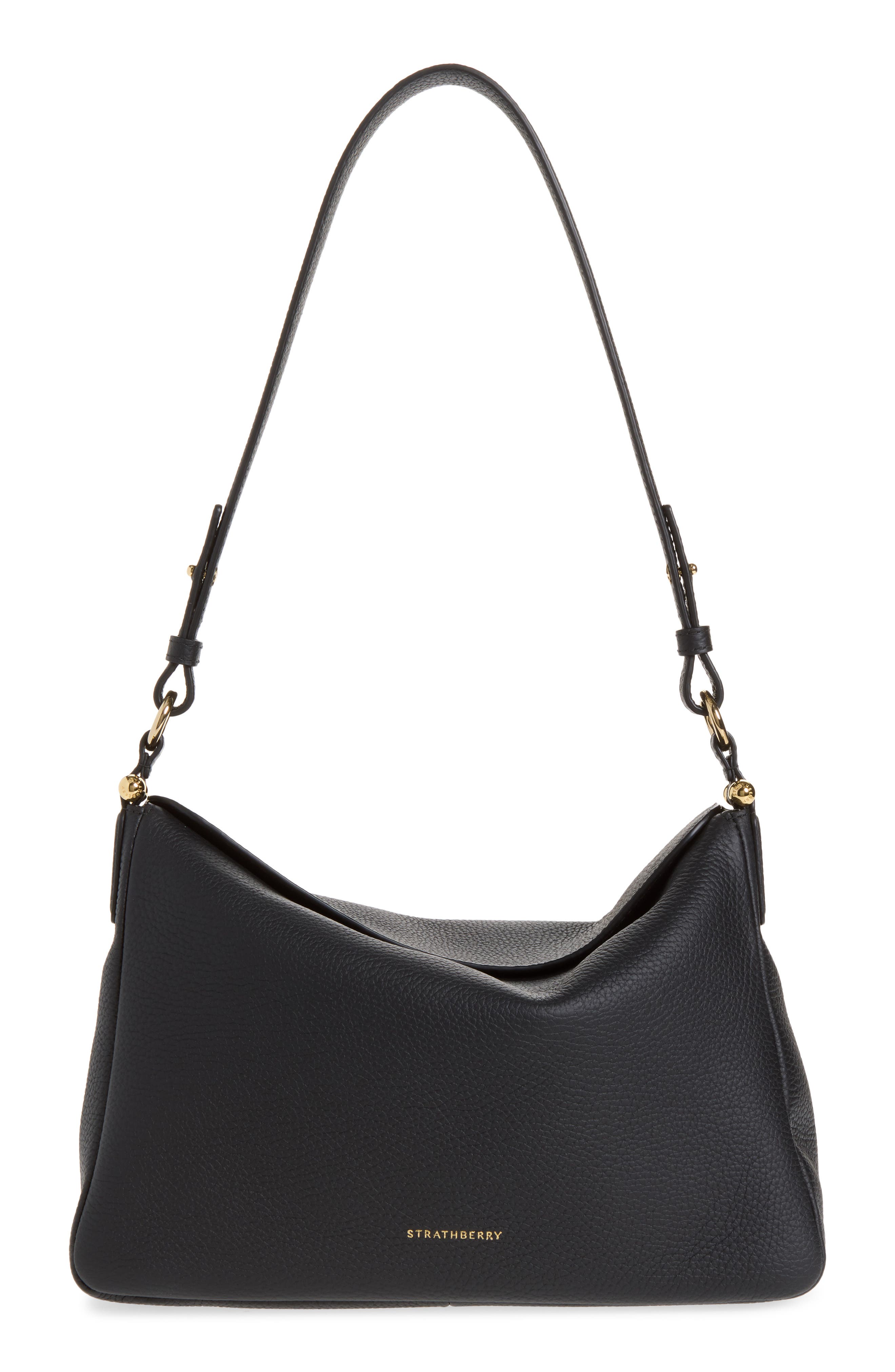 Sway Leather Shoulder Bag, Main, color, BLACK