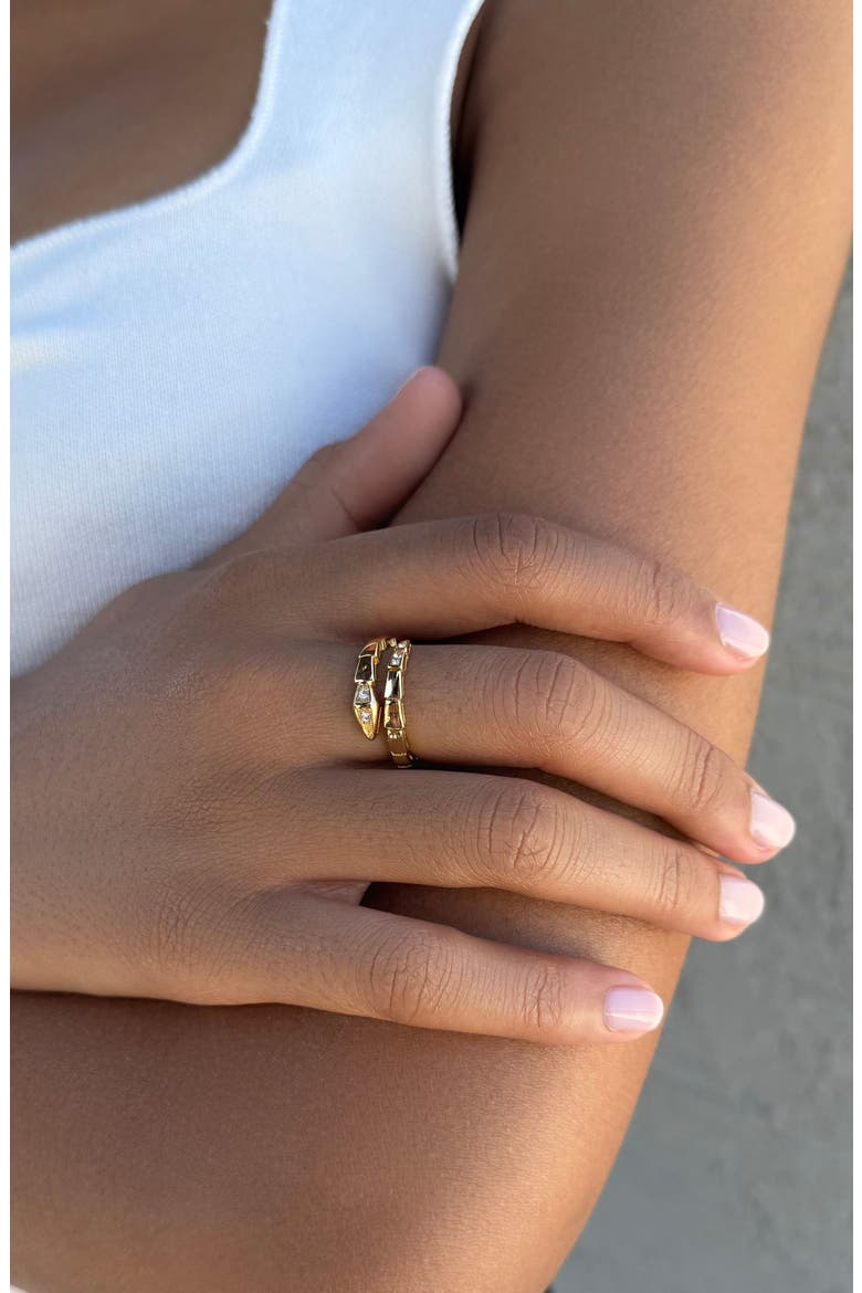 CZ Snake Bypass Ring, Alternate, color, GOLD