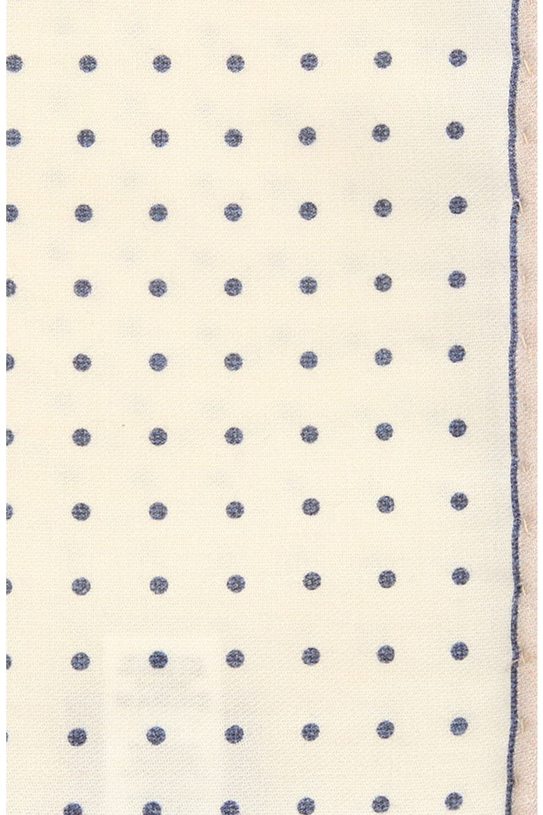 Polka Dot Wool & Cotton Muslin Pocket Square, Alternate, color, IVORY AND BLUE