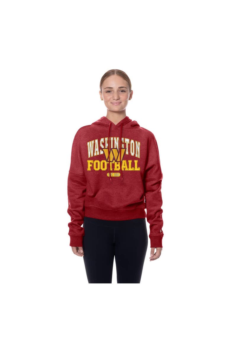 Women's New Era Burgundy Washington Commanders Throwback Boxy Hoodie Sweatshirt, Alternate, color, Burgundy