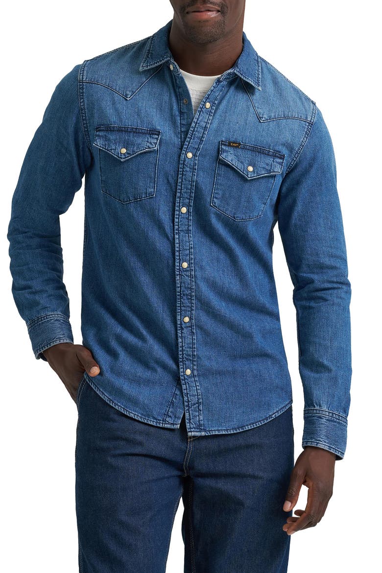 Long Sleeve Western Shirt, Main, color, BROOKSIDE
