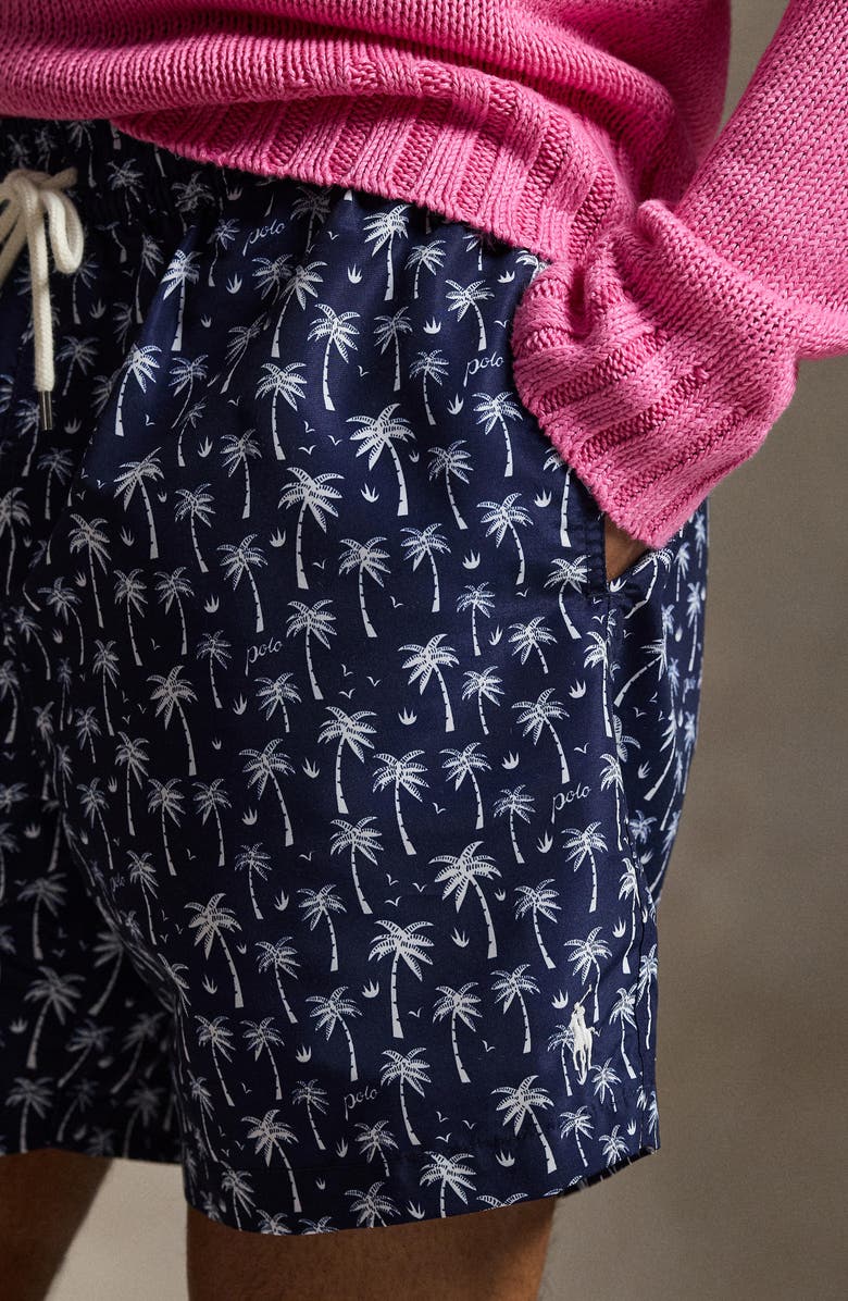 Polo Ralph Lauren Traveler Classic Print Swim Trunks, Alternate, color, Blue Polo Palms