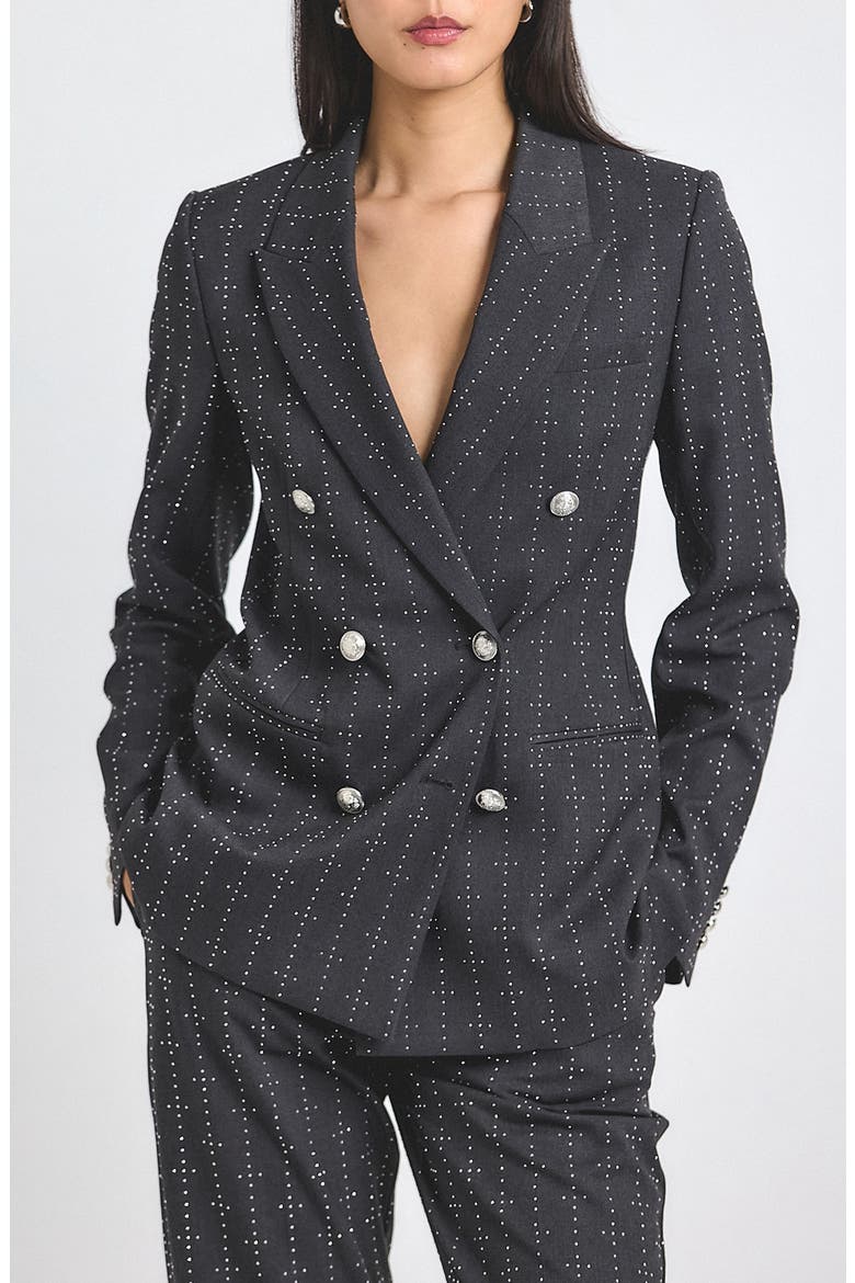 Walter Mini Stud Double Breasted Blazer, Main, color, GREY/ SILVER