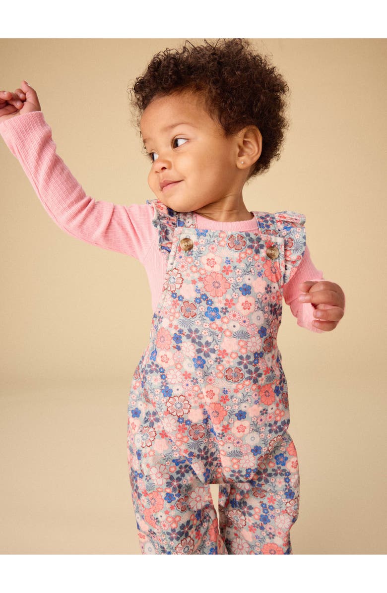 Tea Collection Corduroy Ruffle Baby Overalls, Alternate, color, Japanese Mini Floral
