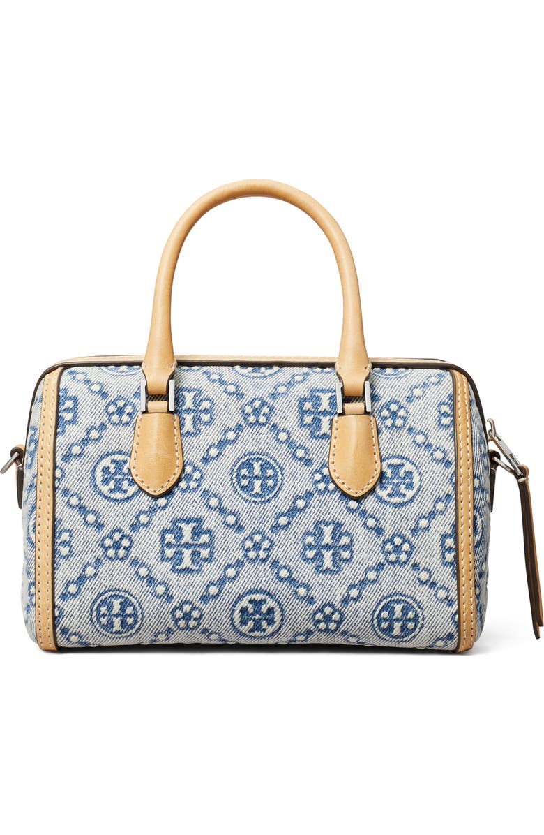 Tory Burch Petite T Monogram Jacquard Barrel Bag, Alternate, color, Powder Blue