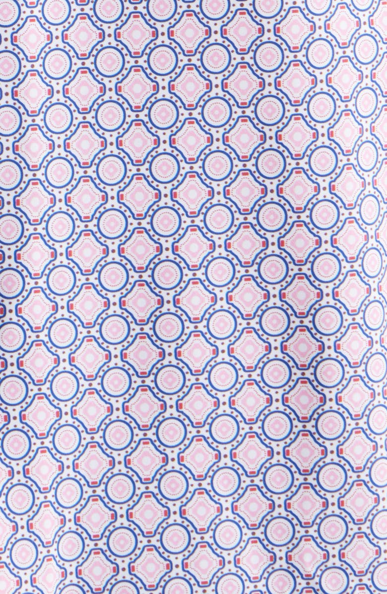 Johnston & Murphy XC+<sup>™</sup> Motion Medallion Print Short-Sleeve Performance Knit Button-Up Shirt, Alternate, color, Pink Medallion