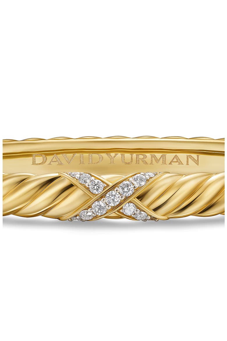 Sculpted Cable X-Center Station Cuff Bracelet in 18K Yellow Gold with Diamonds, Alternate, color, GOLD/ DIAMOND
