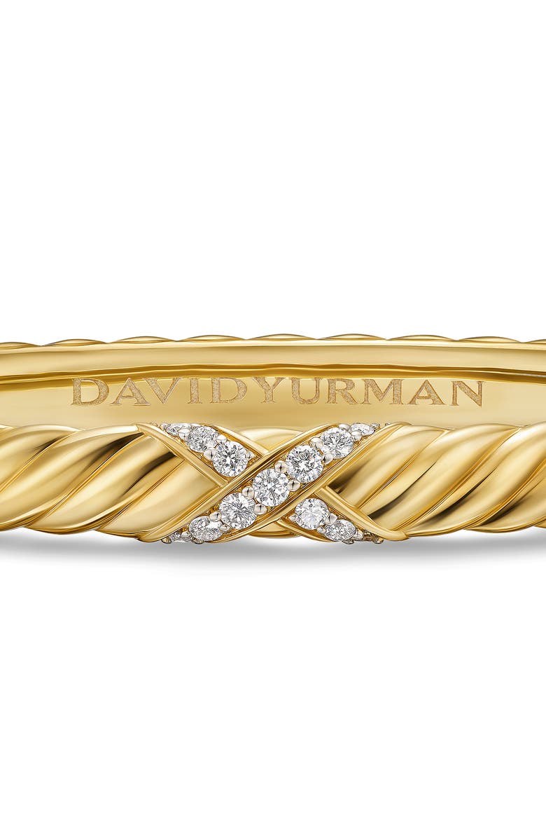 David Yurman Sculpted Cable X-Center Station Cuff Bracelet in 18K Yellow Gold with Diamonds, Alternate, color, Gold/ Diamond