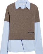 Alexander Wang Stretch Cotton Shirt & Short Sleeve Wool Blend Sweater