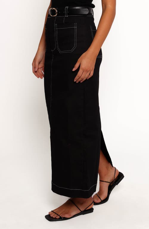 Petal And Pup Petal & Pup Nikko Topstitch Detail Stretch Cotton Midi Skirt In Black