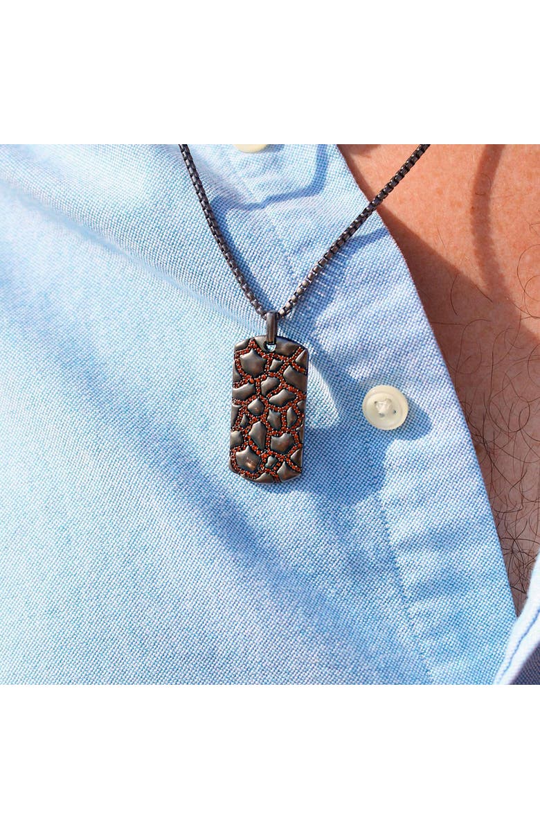 LuvMyJewelry Fiery Ascent Silver & Garnets Tag Necklace, Alternate, color, Silver