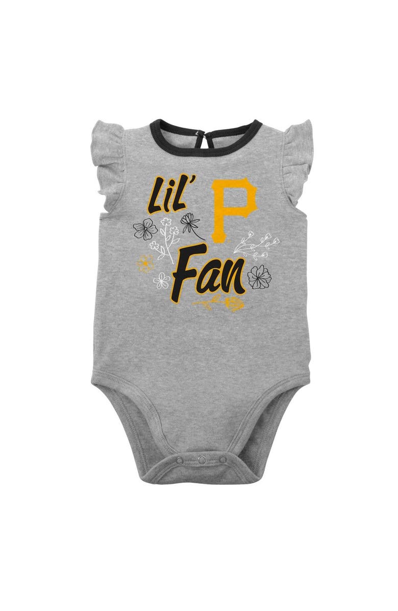 Outerstuff Infant Black/Heather Gray Pittsburgh Pirates Little Fan Two-Pack Bodysuit Set, Alternate, color, Black