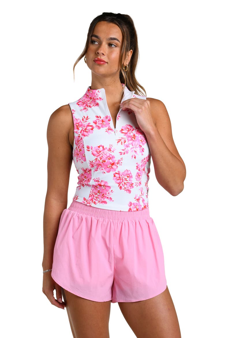 Rose Rally Sleeveless Half Zip Top, Alternate, color, WHITE