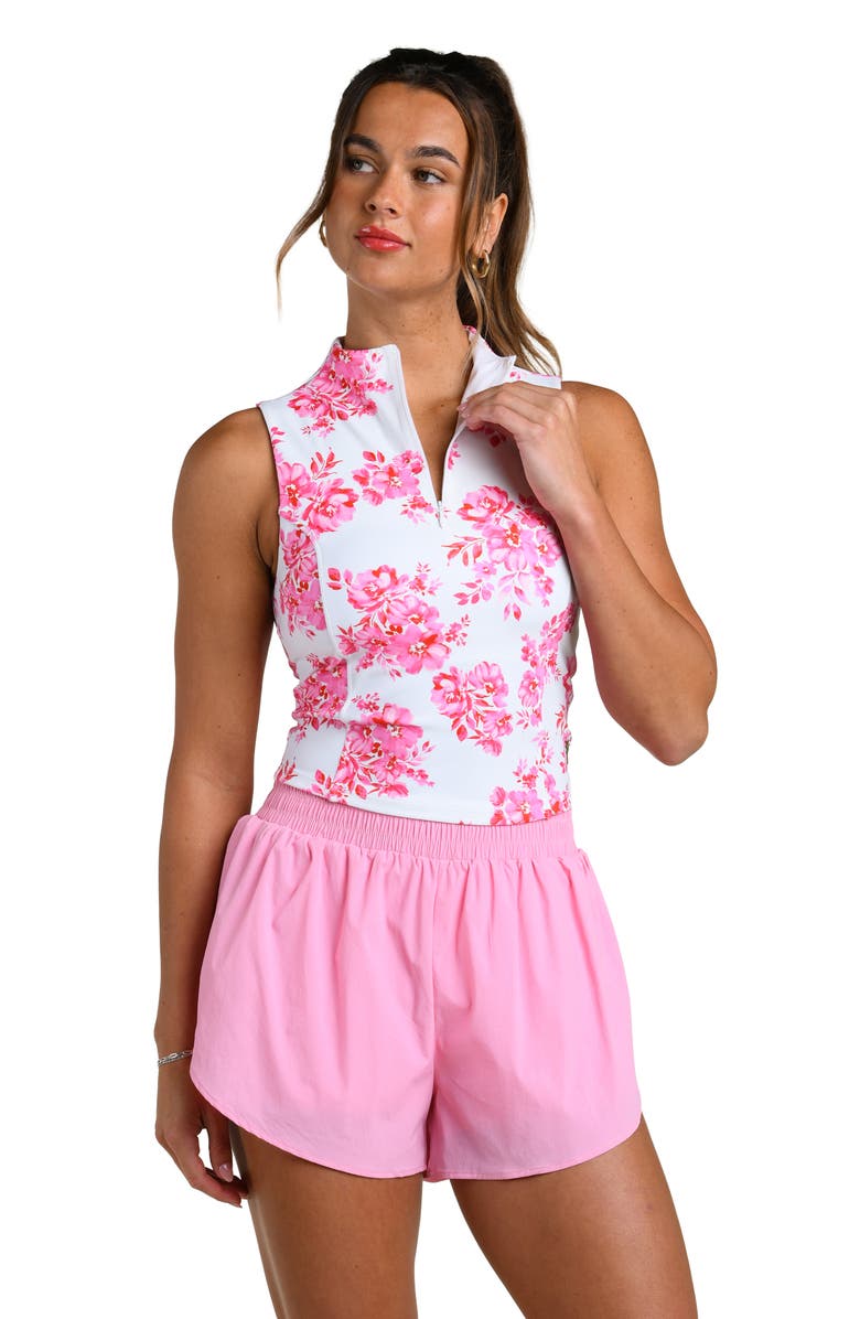 La Blanca Rose Rally Sleeveless Half Zip Top, Alternate, color, White
