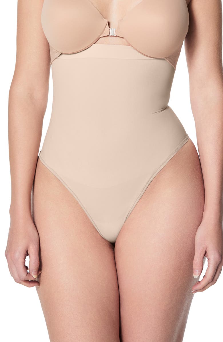 SPANX<sup>®</sup> SPANXsculpt<sup>™</sup> Seamless Power High-Waisted Thong, Main, color, Soft Beige