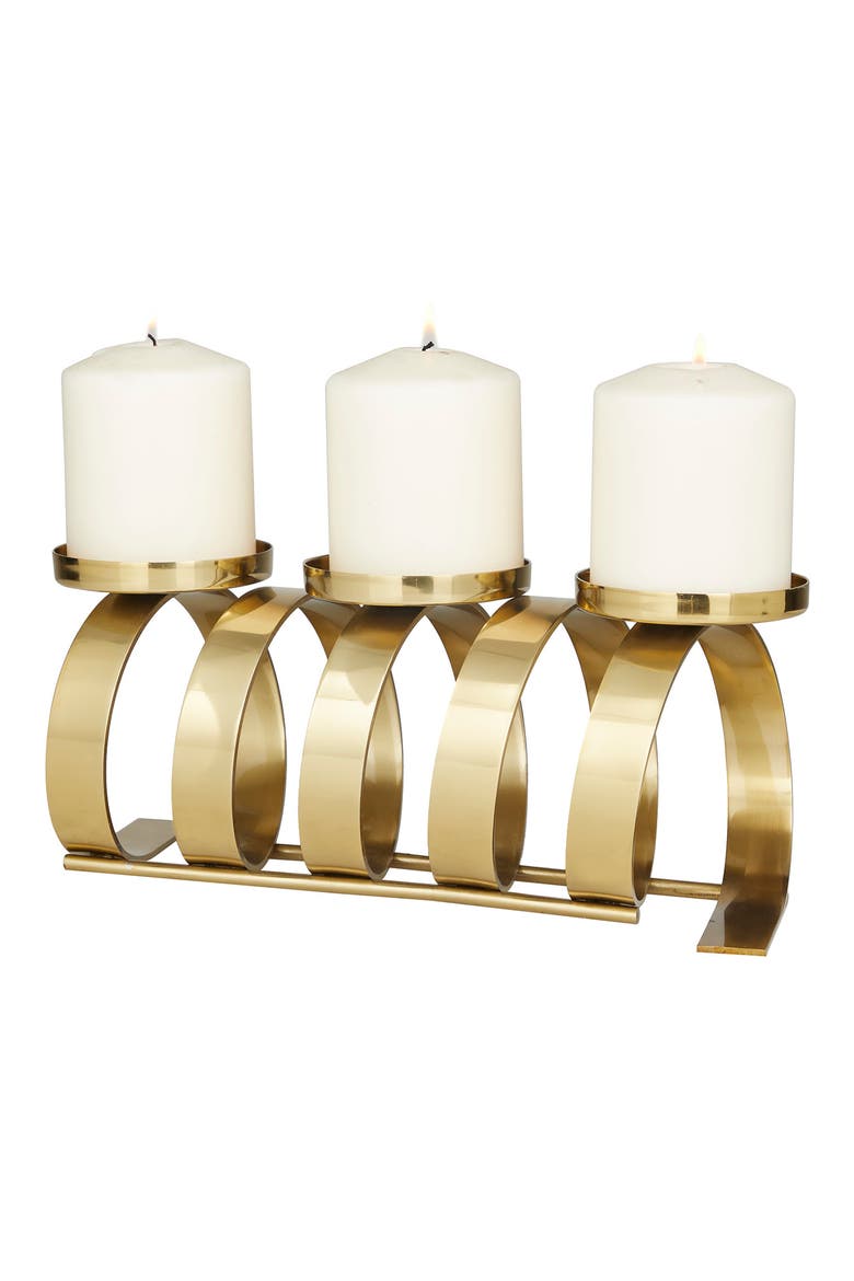Goldtone Stainless Steel Contemporary Candle Holder, Main, color, GOLD