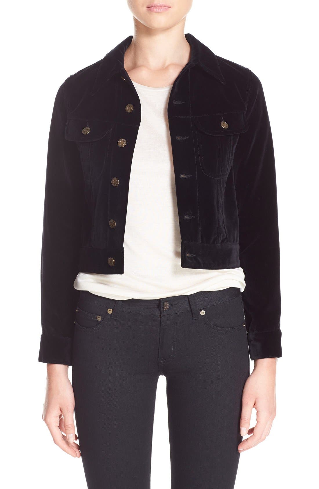 Saint Laurent Studded Music Notes Velvet Jacket (Women) | Nordstrom