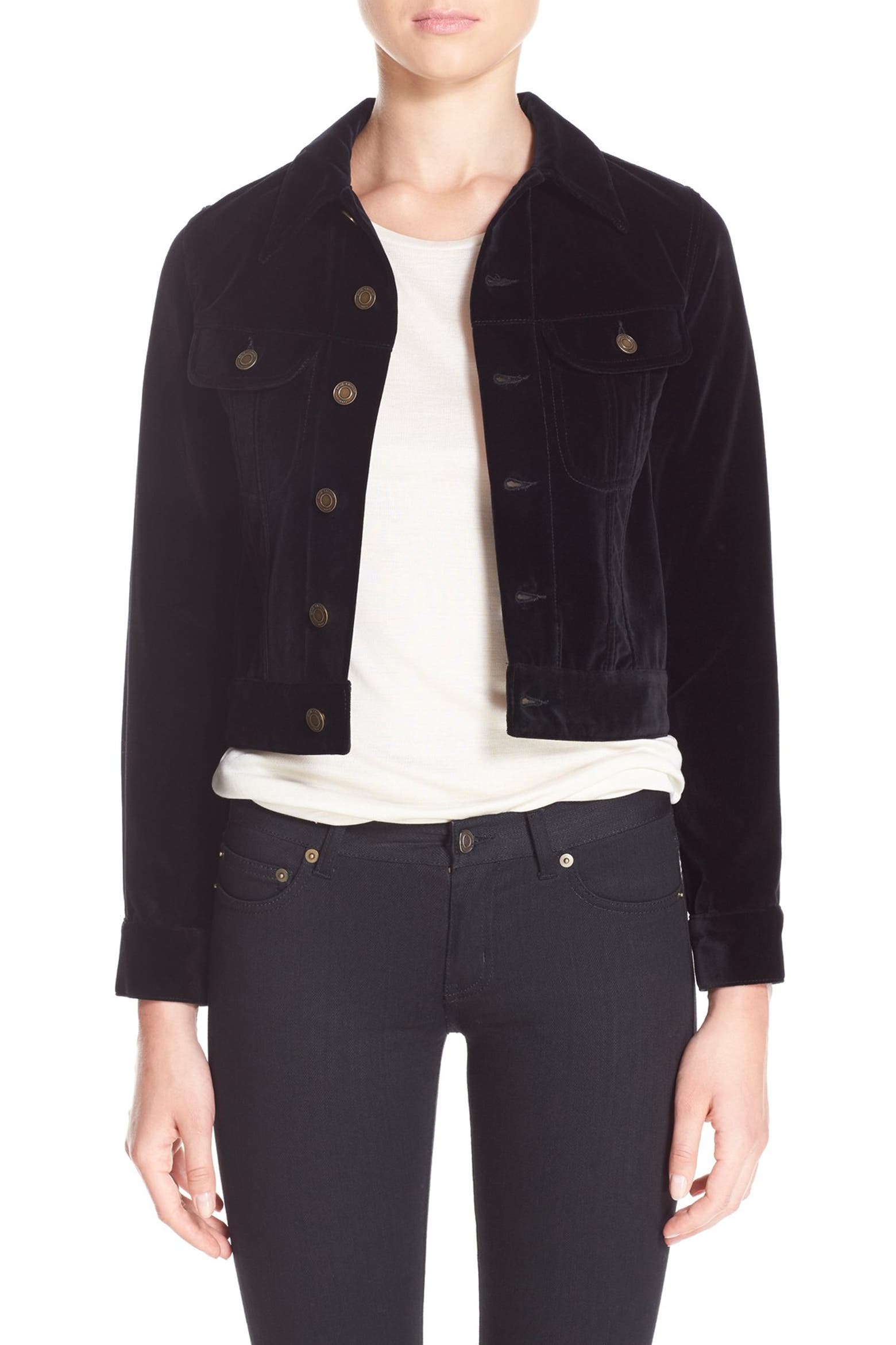 Masic Notes Saint Laurent Studded Music Notes Velvet Jacket (Women) | Nordstrom