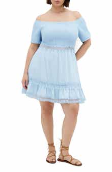 City Chic Aura Off the Shoulder Fit & Flare Dress