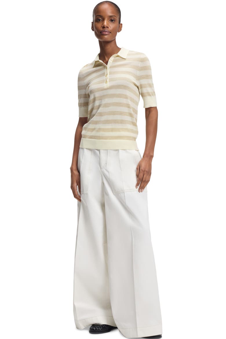 Fidenka Stripe Merino Wool Polo, Alternate, color, PUMICE STRIPE