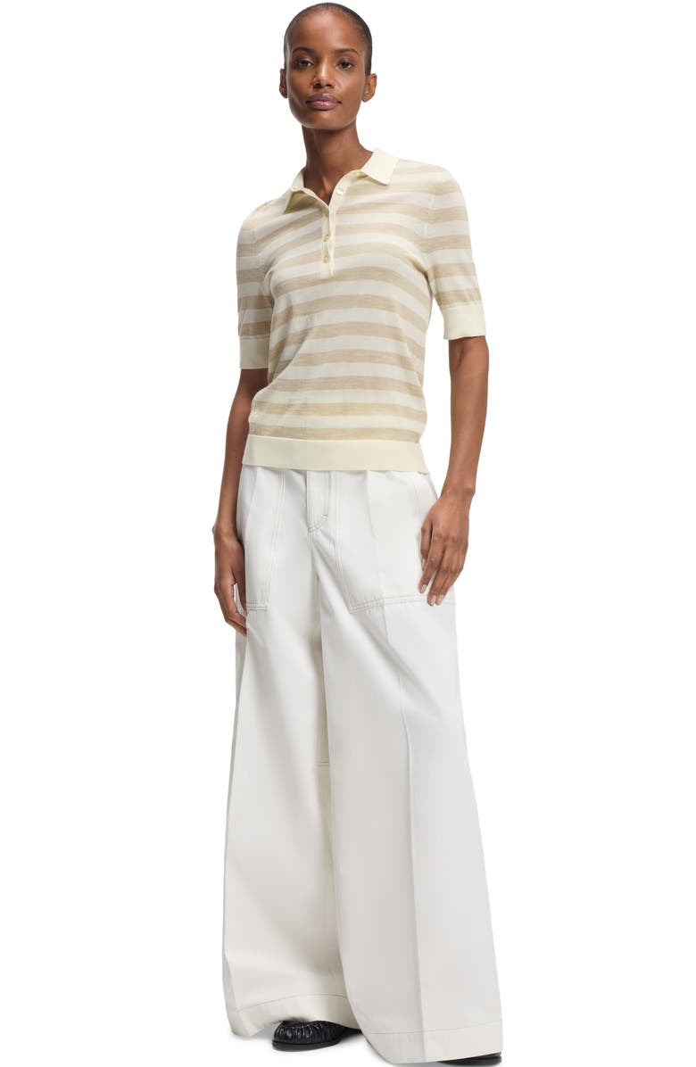 BOSS Fidenka Stripe Merino Wool Polo, Alternate, color, Pumice Stripe