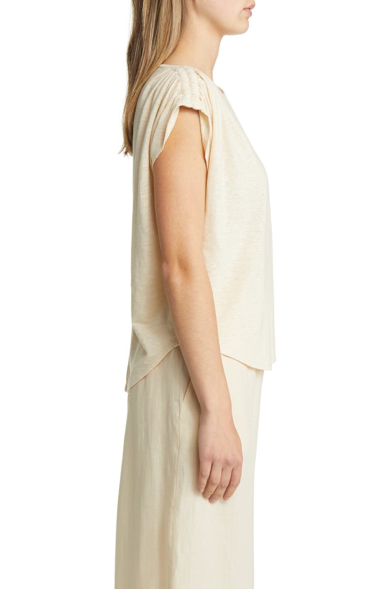 Max Mara Leisure Cinched Shoulder Linen Top, Alternate, color,