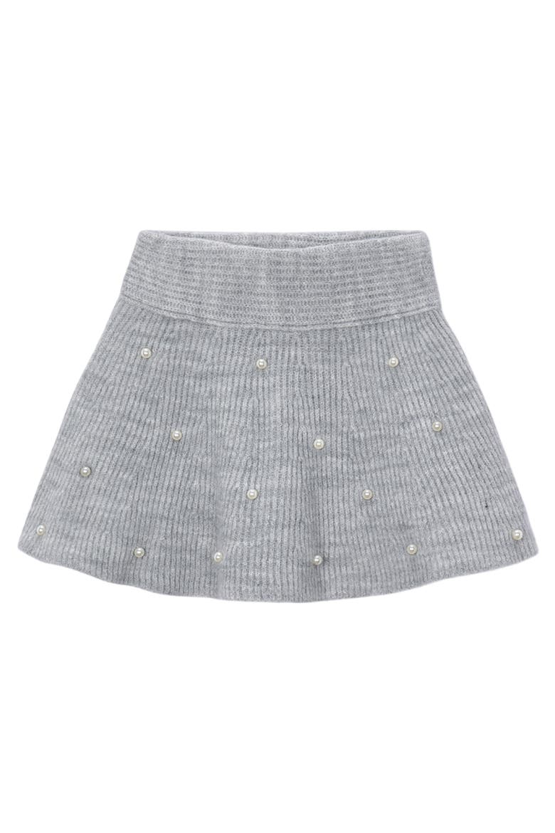 Pearl Embellished Knit Skirt, Main, color, Grey