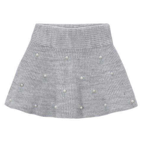 Pearl Embellished Knit Skirt