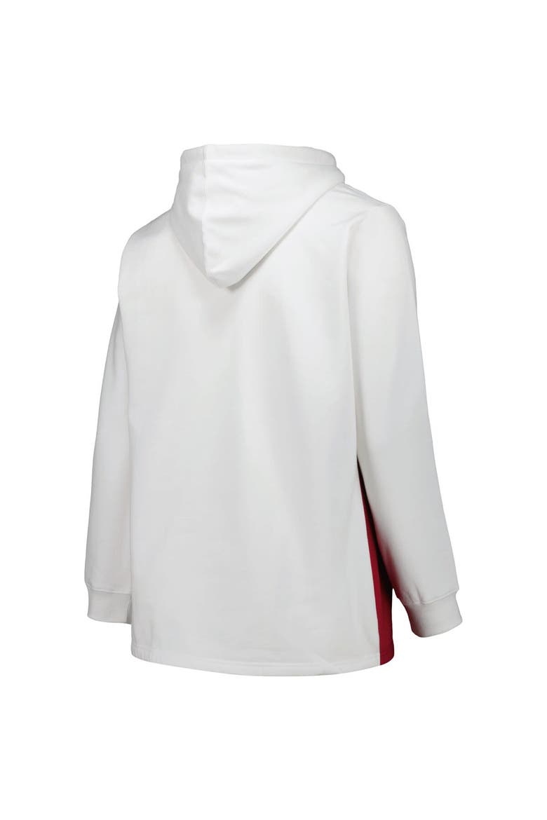 Women's Profile White/Crimson Oklahoma Sooners Plus Size Taping Pullover Hoodie, Alternate, color, White