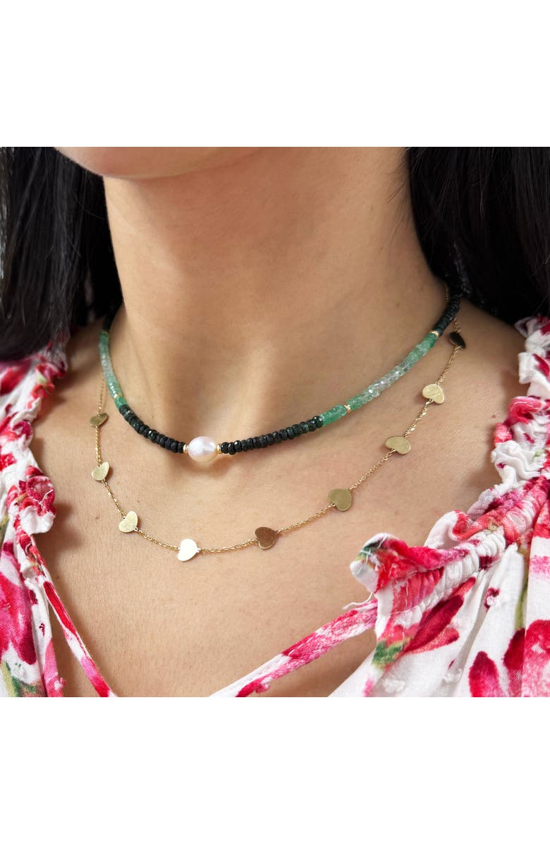 The Lovery Fine Jewelry Emerald Ombre Bead Pearl Necklace, Alternate, color, Emerald