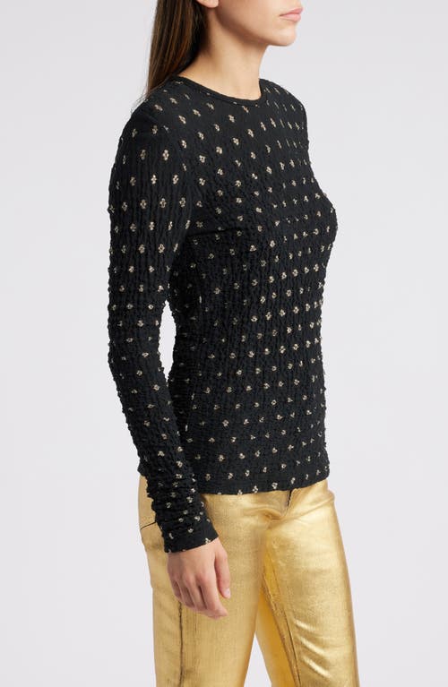 Frame Metallic Textured Mesh Top In Black Multi