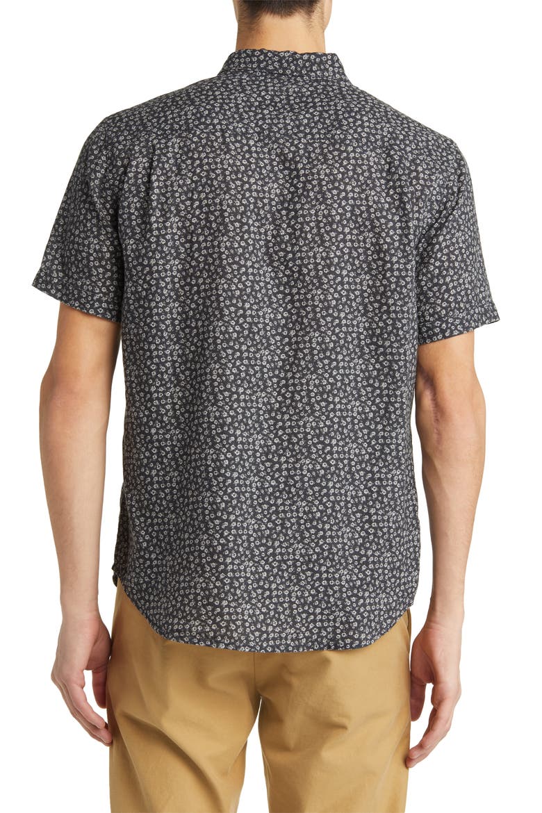 Carson Floral Short Sleeve Linen Blend Button-Up Shirt, Alternate, color, FLOWER CART ONYX