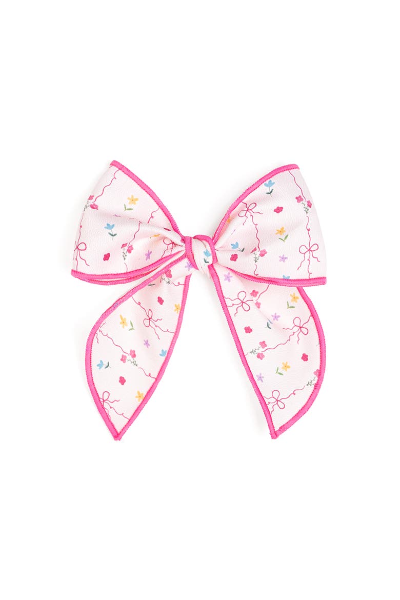 Peony Floral Bow Clip, Main, color, Pink