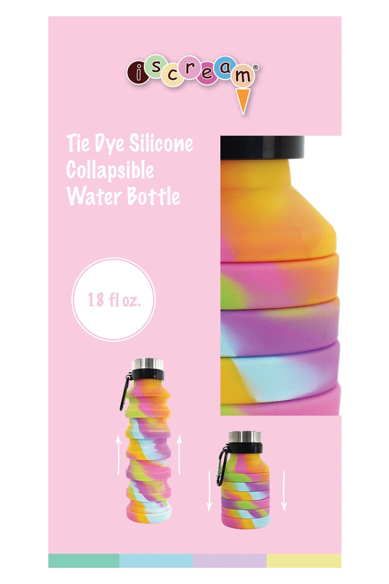 Tie Dye Collapsible Water Bottle, Main, color, MULTI